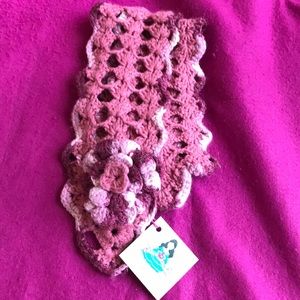 Sophia Lilly Designs Hand crafted crochet pink scarf with flower 🌺